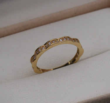 Anillo De Curvas COn Swarovski BLANco 1.6gr / TALLA 6 / Oro Amarillo Nac M