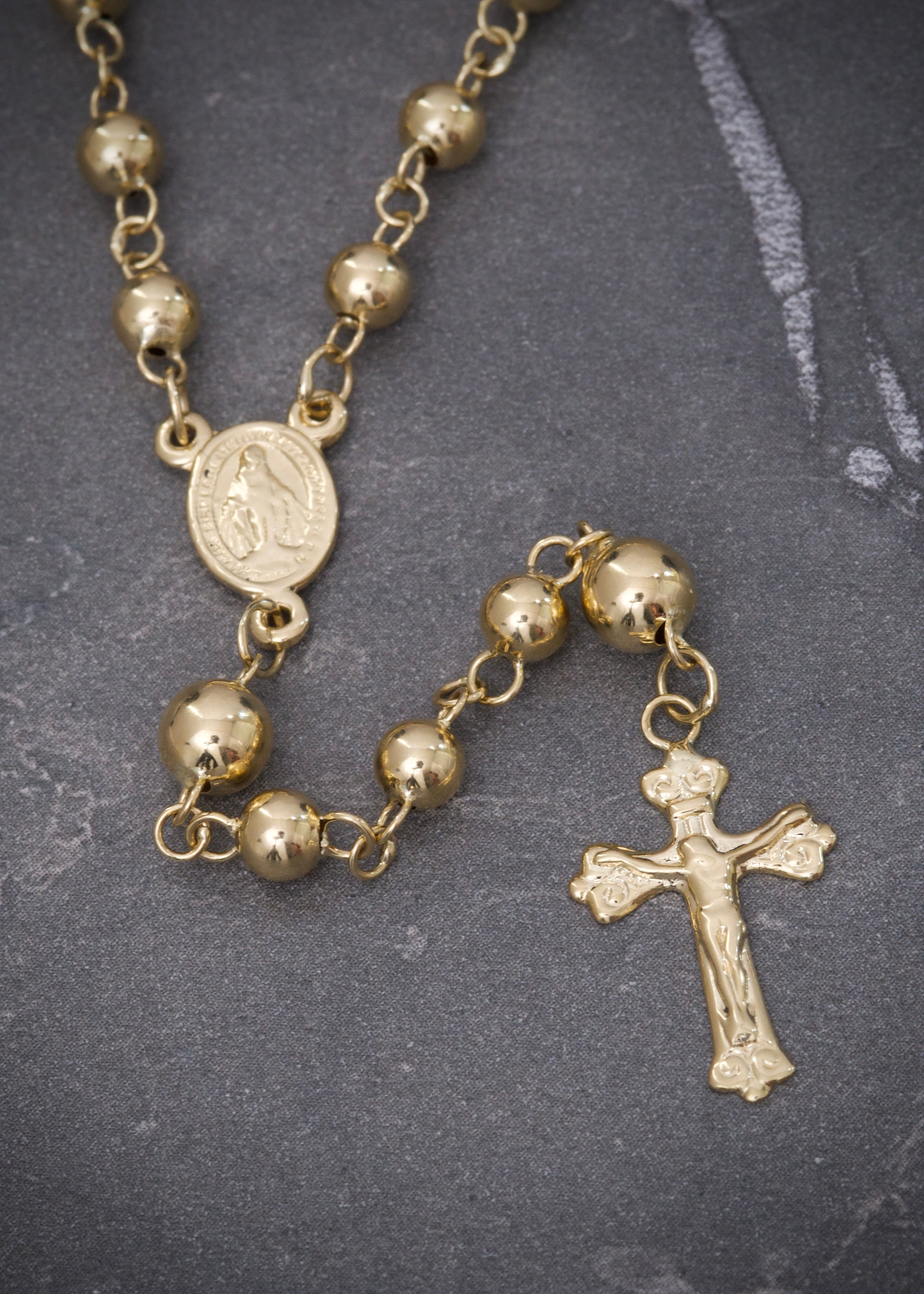 Rosario virgen de la milagrosa liso 11.85gr / Largo 60cm / Oro Amarillo Nac P