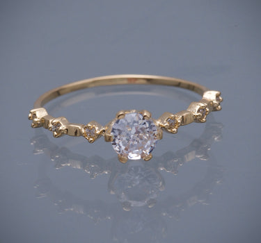 Solitario con swarovski blanco 1.6gr / TALLA 7 / Oro Amarillo Nac M