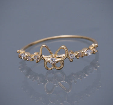 Anillo MARIPOSA CON SWAROVSKI BLANCO 1.1gr / TALLA 6 3/4 / Oro Amarillo Nac B