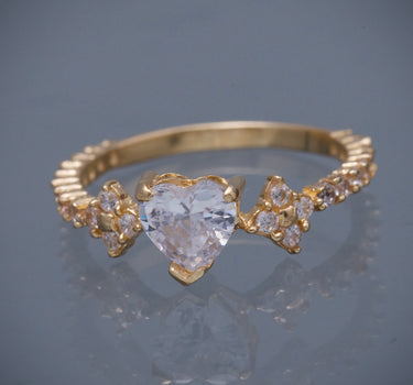 Solitario corazon con swarovski blanco 1.9gr / TALLA 6 3/4 / Oro Amarillo Nac M
