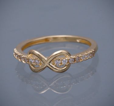 Anillo INFINITO CON SWAROVSKI BLANCO 1.7gr / TALLA 6 3/4 / Oro Amarillo Nac B
