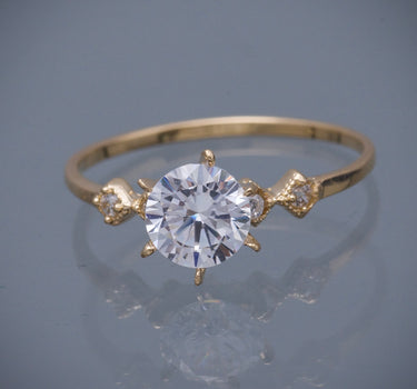 Solitario CON SWAROVSKI BLANCO 1.6gr / TALLA 6 1/4 / Oro Amarillo Nac B
