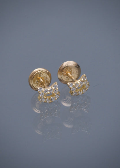 Topos gato con swarovski blanco 0.7gr / Largo 0.44cm / Oro Amarillo Nac B