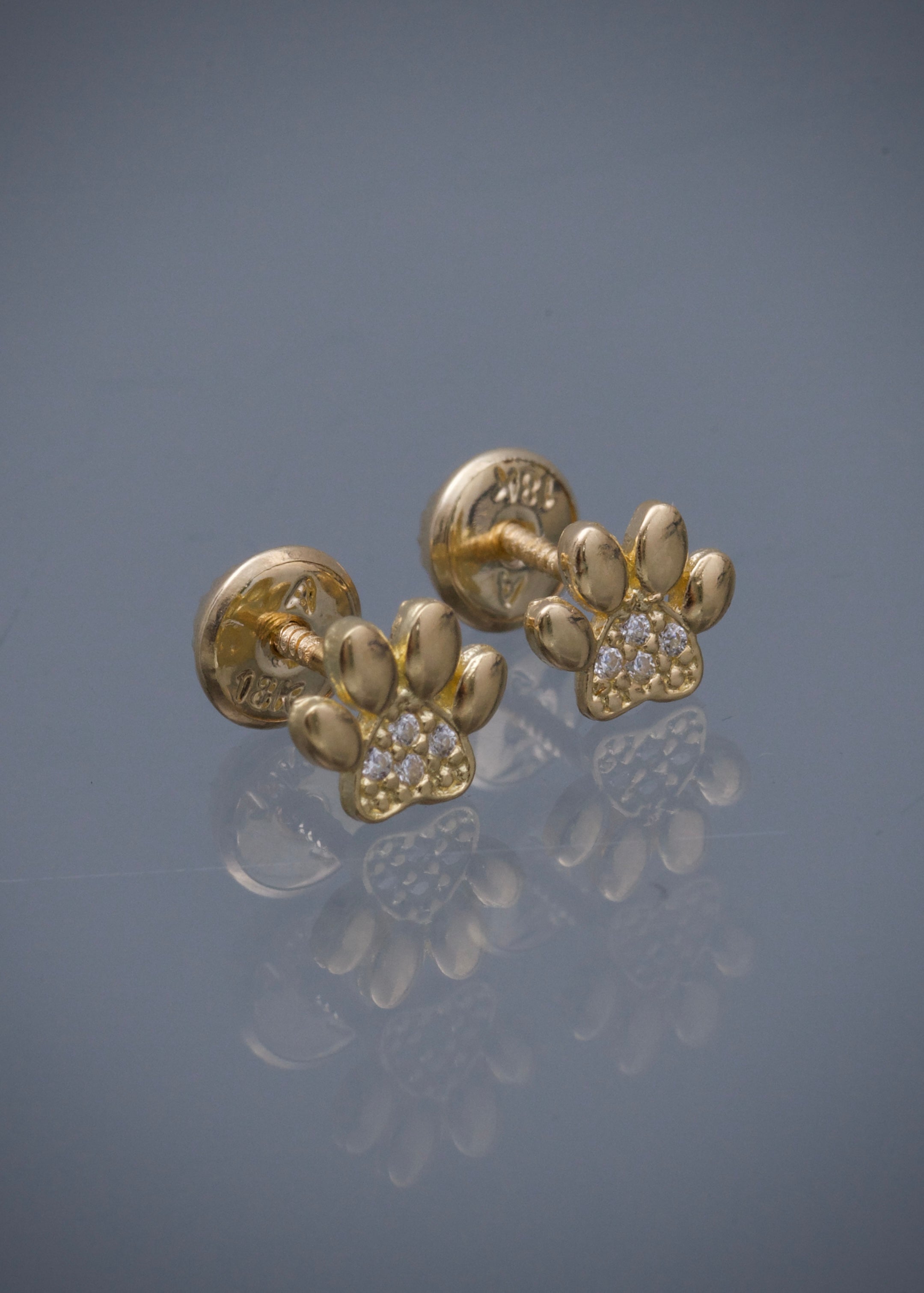 Topos De HUELLA CON Swarovski BLAnco 1gr / Largo 0.6cm /Oro Amarillo Nac B