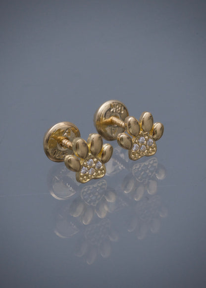 Topos De HUELLA CON Swarovski BLAnco 1gr / Largo 0.6cm /Oro Amarillo Nac B