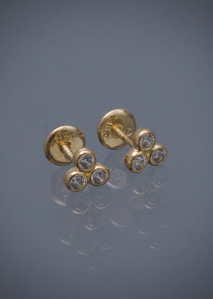 Topos con swarovski blanco 1gr / Largo 0.58cm / Oro Amarillo Nac M