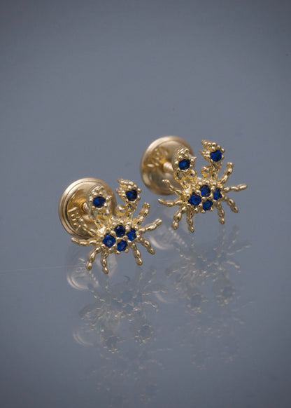 Topos cangrejo con swarovski azul 1.1gr / Largo 0.8cm / Oro Amarillo Nac B