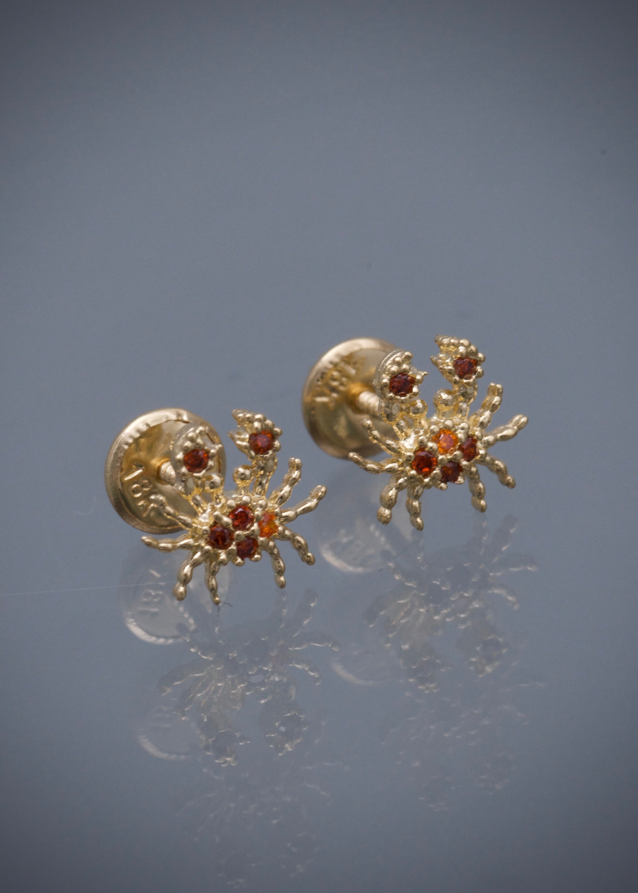 Topos cangrejo con swarovski naranjado 1gr / Largo 0.8cm / Oro Amarillo Nac M