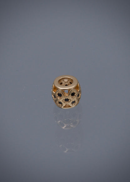 Herraje con swarovski negro 1.25gr / Largo 0.6cm / Oro Amarillo Nac B