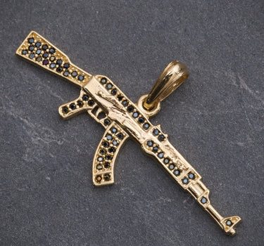 Dije DE FUsil COn Swarovski NEgro 3.4gr / Largo 2.0cm / Oro Amarillo Nac B