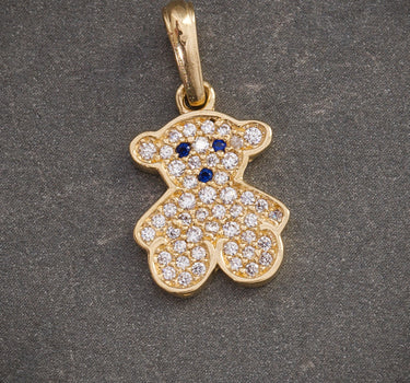 Dije OSO TH Con Swarovski Azul Y Blanco 1.65gr / LArgo 2.1cm / Oro Amarillo Nac P