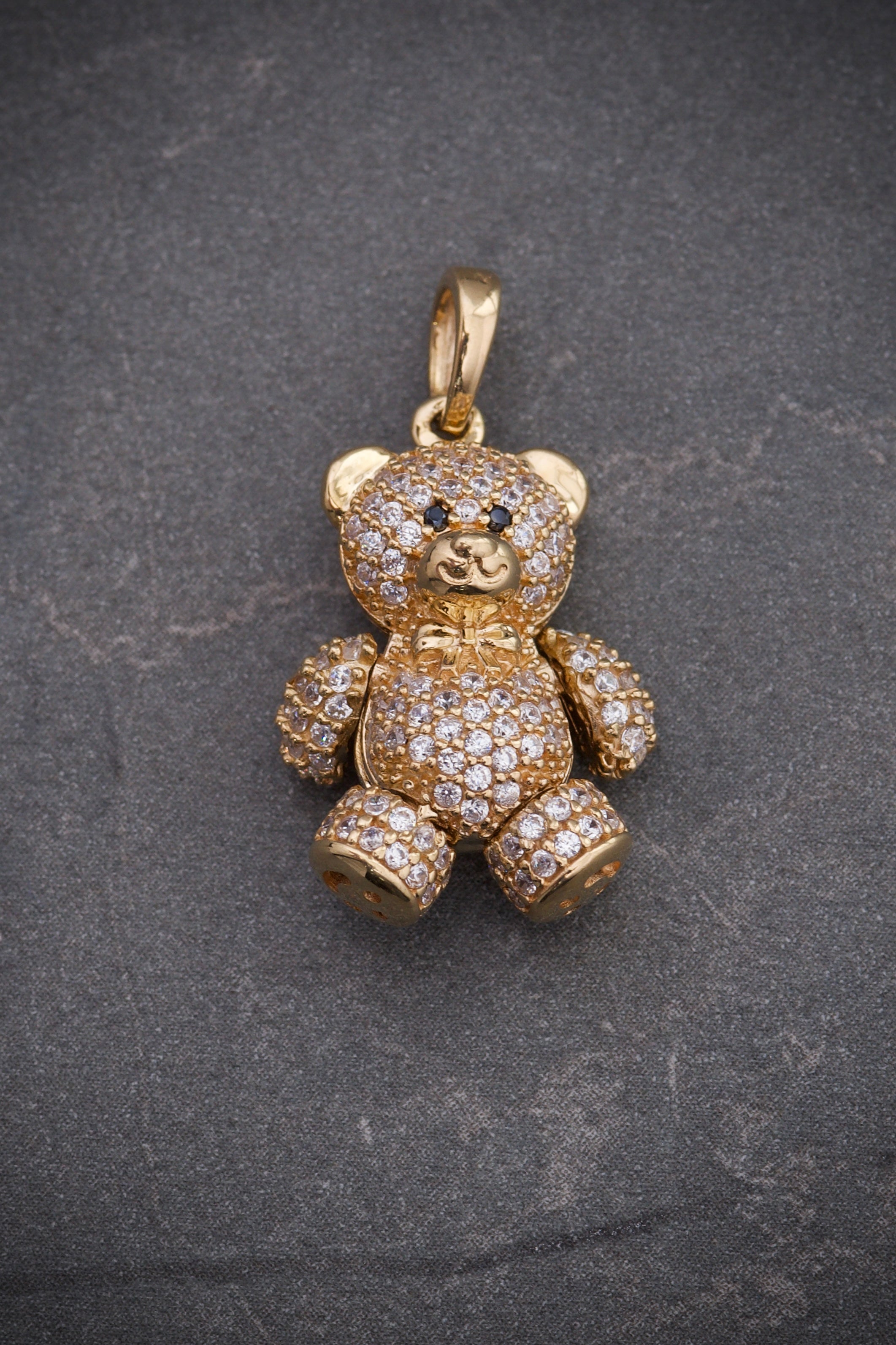 Dije Mini OSo Articulado Con Swarovski 4.4gr / LArgo 2.5cm / Oro Amarillo Nac P