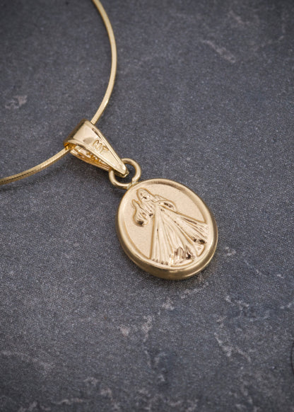 Set Cadena Mini Espejo Dije Misericordia 2.05gr / Largo 45cm / Oro Amarillo B