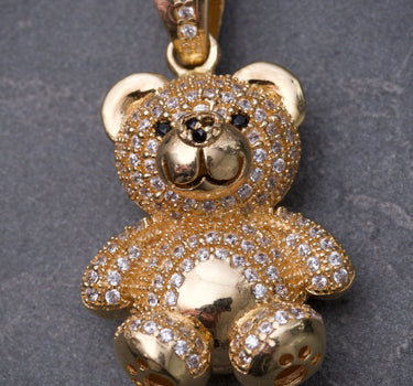 Dije de oso con swarovski blanco 7.7gr / Largo 3.5 cm / Oro Amarillo Nac M