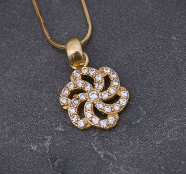 Set Cadena Mini Espejo Dije Flor 2.4gr / Largo 45cm / Oro Amarillo B