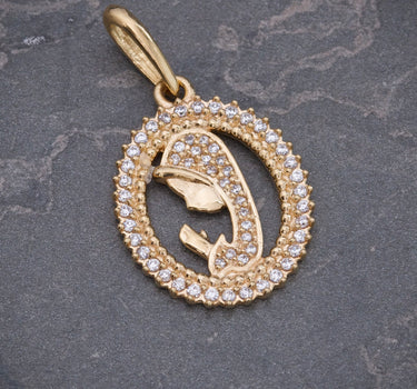 Dije virgen maria con swarovski blanco 3.8gr / Largo 3.2cm / Oro Amarillo Nac B