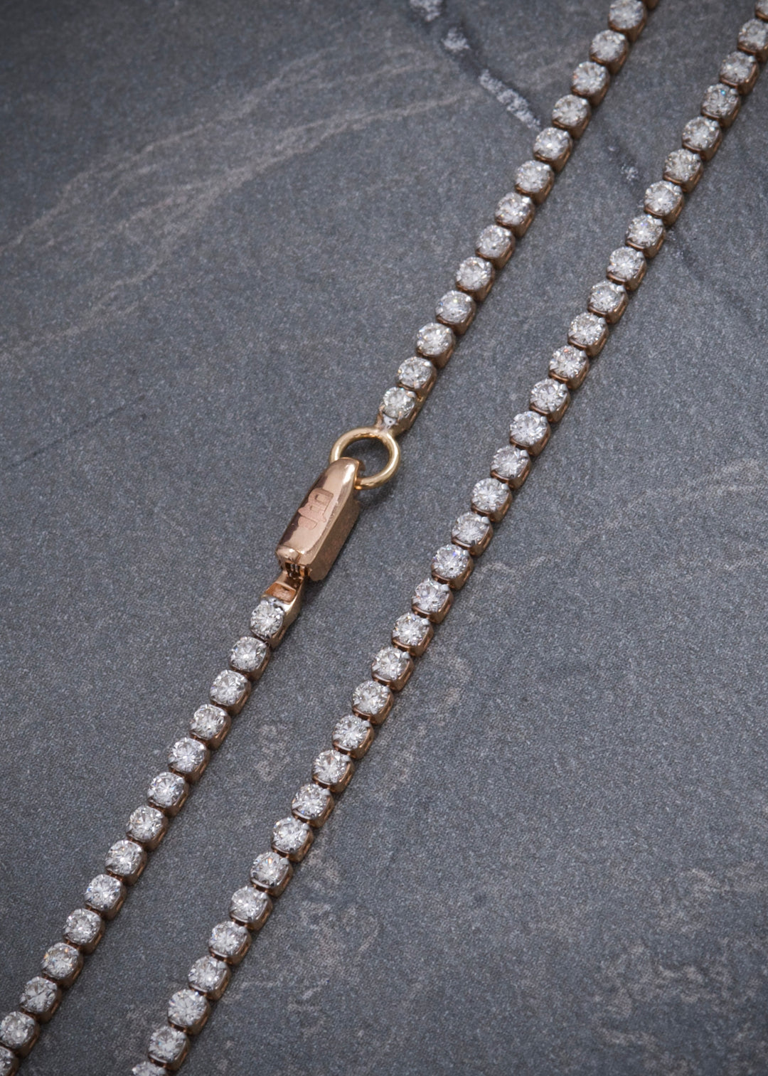 Cadena tenis con 477pts de diamante blanco 4.7gr / Largo 40cm — Oro Rosado