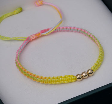 Pulsera en hilo multicolor con bolas lisas 4mm 0.25gr / Oro Amarillo (Joya) M