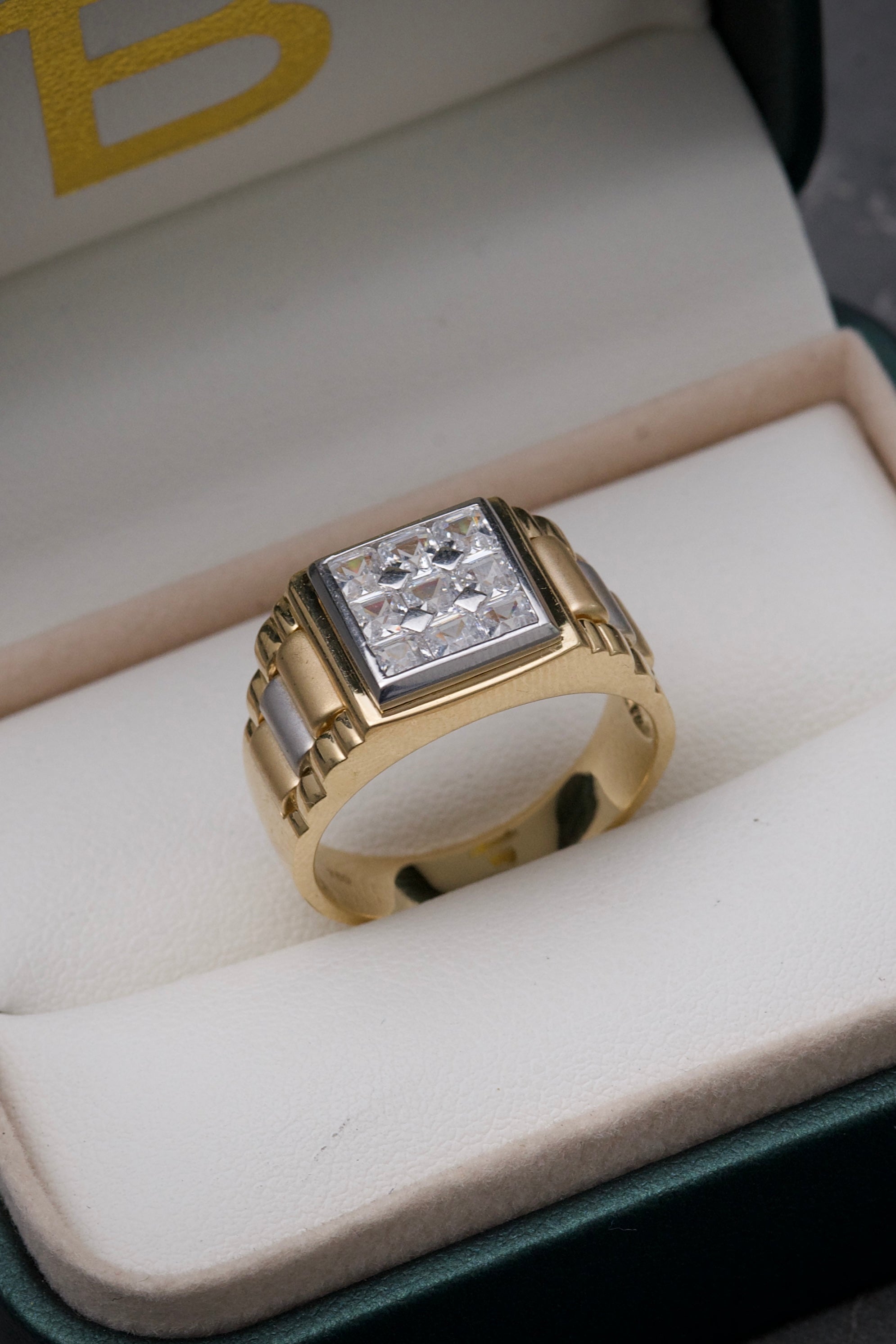 Anillo con swarovski blanco 8.5gr / TALLA 10 / Dos Oros italy +2 B