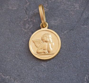 Dije medalla de angel 1.3gr / Largo 1.8cm / Oro Amarillo italy +2 B