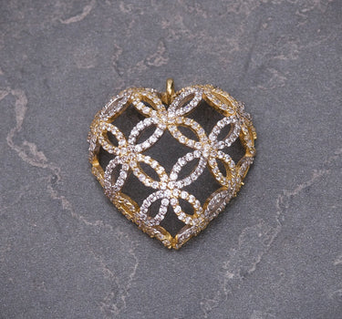 Dije Corazon Con Swarovski BlanCo 3.9gr / Largo 2.3cm / Oro Amarillo italy +3 M
