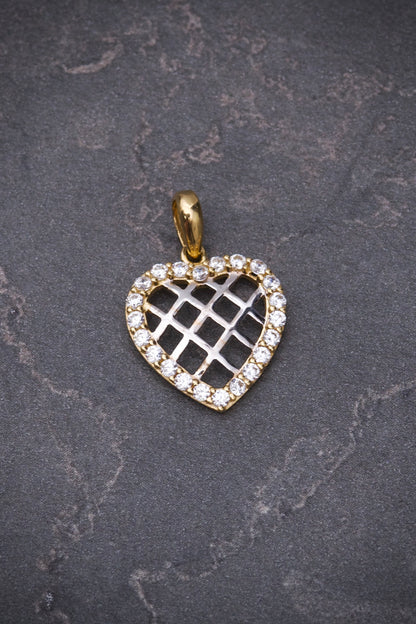 Dije Corazon Con Swarovski BlanCo 1.25gr / Largo 2.0cm / Dos Oros italy +3 M