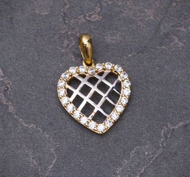 Dije Corazon Con Swarovski BlanCo 1.25gr / Largo 2.0cm / Dos Oros italy +3 M