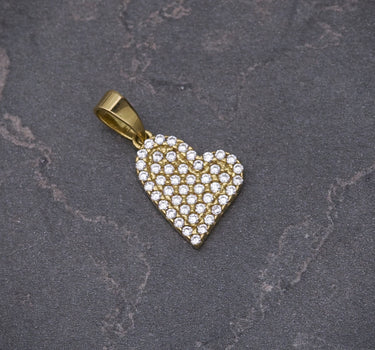 Dije Corazon Con Swarovski Blanco 1.3gr / Largo 2.0cm / Oro Amarillo italy +3 M