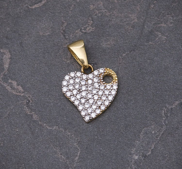 Dije corazon con swarovski blanco 1.8gr / Largo 1.9cm / Oro Amarillo italy +3 B