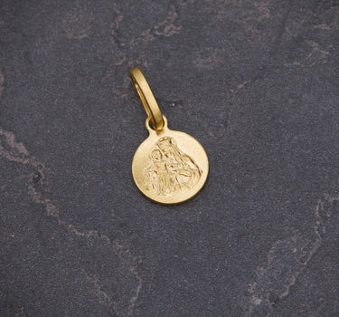 Dije medalla virgen del carmen y corazon de jesus 0.85gr / Largo 1.5cm / Oro Amarillo italy +2 B