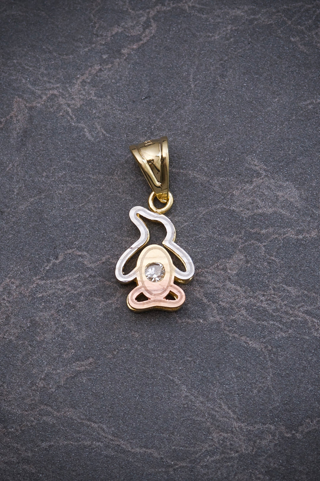 Dije pinguino diamantado con swarovski blanco 1.4gr / Largo 2.1cm — Tres Oros