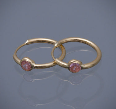 Candongas con swarovski rosado 0.6gr / Largo 1.1cm / Oro Amarillo Nac P
