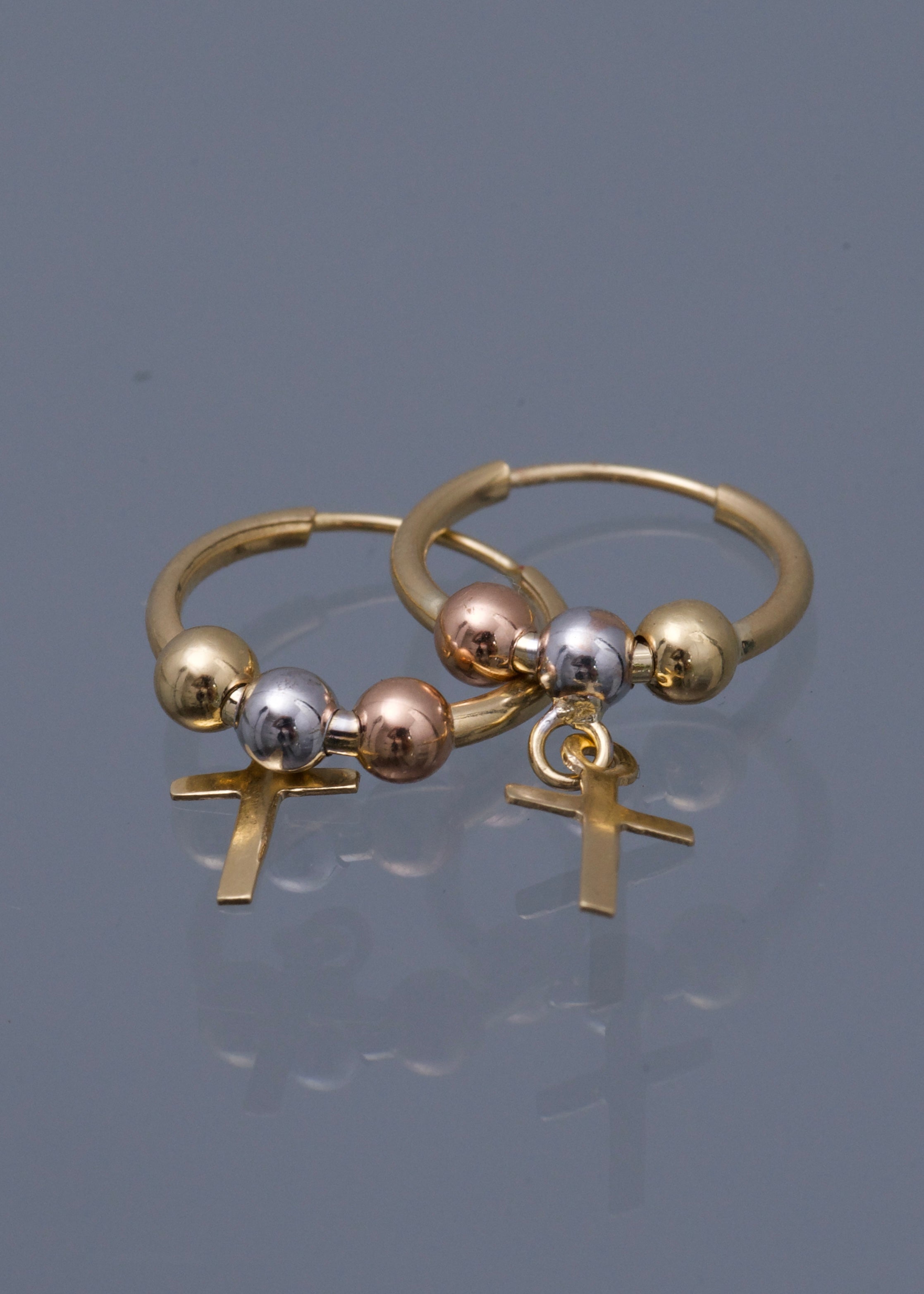 Candongas cruz 0,9gr / Largo 2.3cm / Tres Oros Nac P