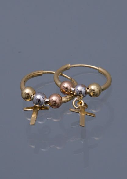 Candongas cruz 0,9gr / Largo 2.3cm / Tres Oros Nac P