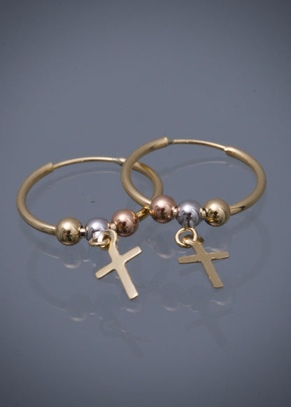 Candongas cruz 1.15gr / Largo 2.7cm / Tres Oros Nac P