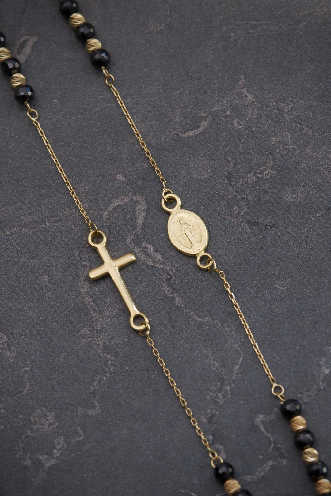 Cadena tipo Denario Virgen De La Milagrosa Con Murano 5.65gr / Largo 45cm — Oro Amarillo