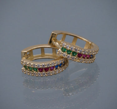 Candongas con swarovski multicolor 3.1gr / Largo 1.2cm / Oro Amarillo Nac M