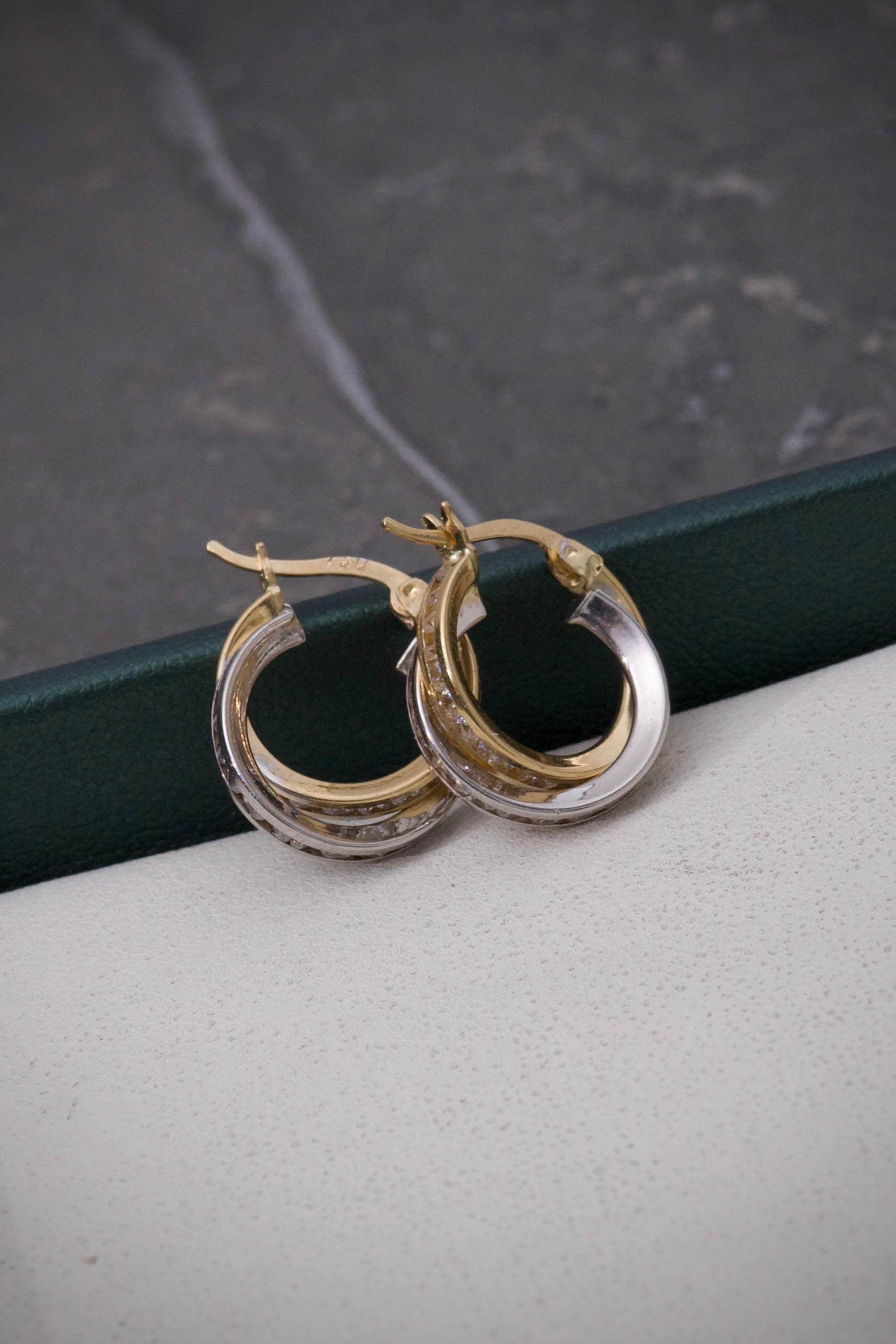 Candongas Con Swarovski Blanco 2.25gr / Largo 1.4cm / Dos Oros italy +3 P