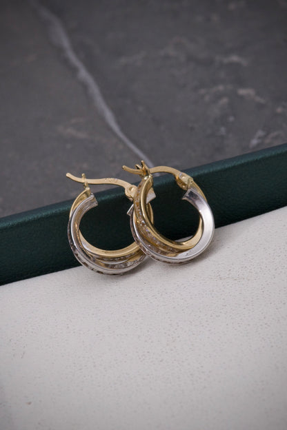 Candongas Con Swarovski Blanco 2.25gr / Largo 1.4cm / Dos Oros italy +3 P