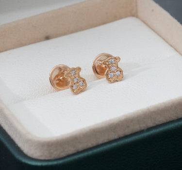 Topos De Oso TH Con Swarovski Blanco 0.7gr / Largo 0.5cm / Oro Rosado Nac P