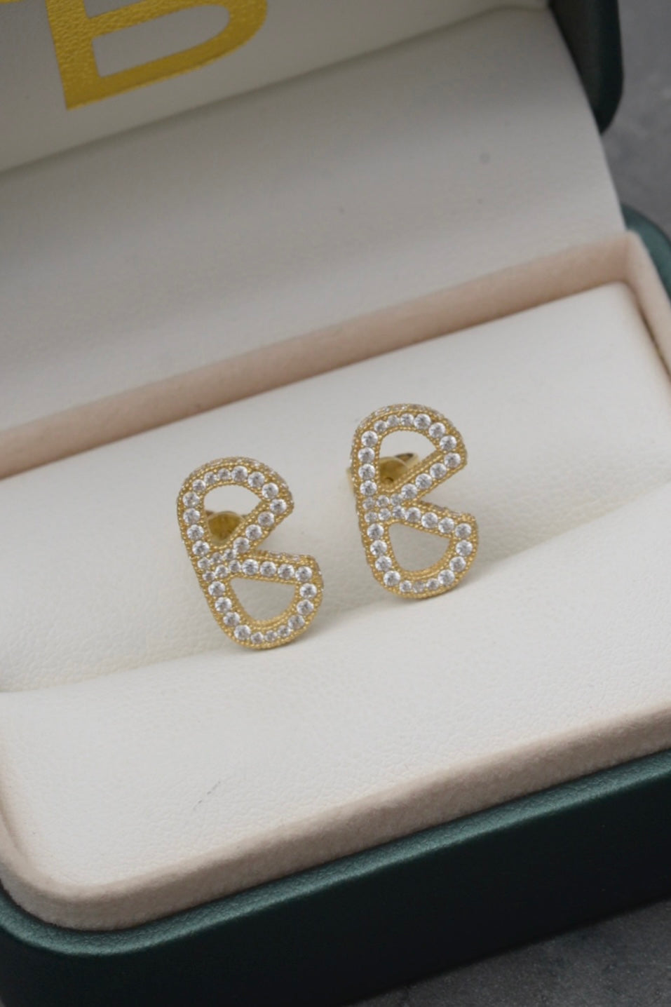 Topos de gafas  con swarovski blanco 3.7gr / Largo 1.5cm / Oro Amarillo Nac M