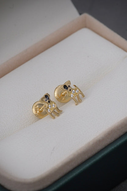 Topos de perro con swarovski blanco 0.9gr / Largo 0.3cm / Oro Amarillo Nac B