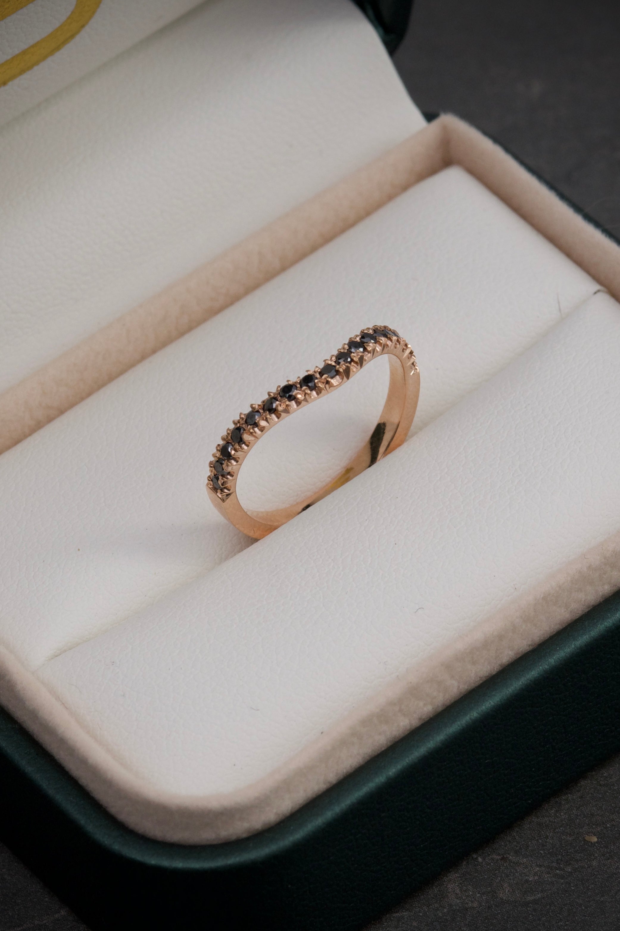Anillo 28 Pts De Diamante Negro 2.5gr / TALLA 6 1/4 / Oro Rosado (Joya) B