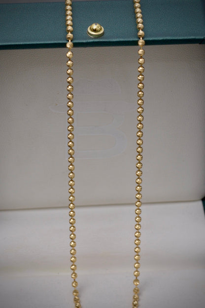 Cadena militar diamantada #2mm 13.2gr / Largo 60 cm / Oro Amarillo italy +3 B