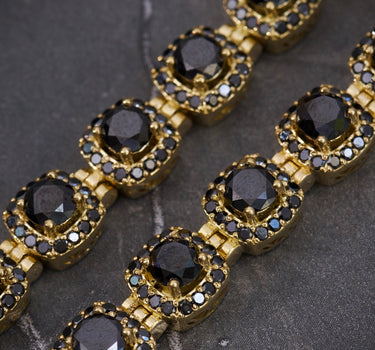 Cadena Con 2130Pts Diamante Central y 834Pts Diamante Lateral Negro 70.1gr / Largo 45cm / Oro Amarillo (Joya) M