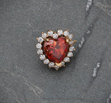 Dije de corazon con MOS roja 80pts (0.8QTS) MOS blanca 22pts (0.20QTS) 1.25gr / 1cm / Oro Rosado Nac (Joya) B