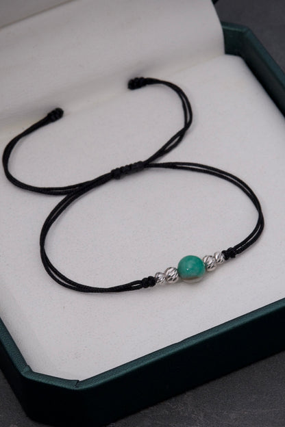 Pulsera en hilo negro con 220pts de morralla con bolas diamantadas 0.3gr / Oro Blanco (Joya) M