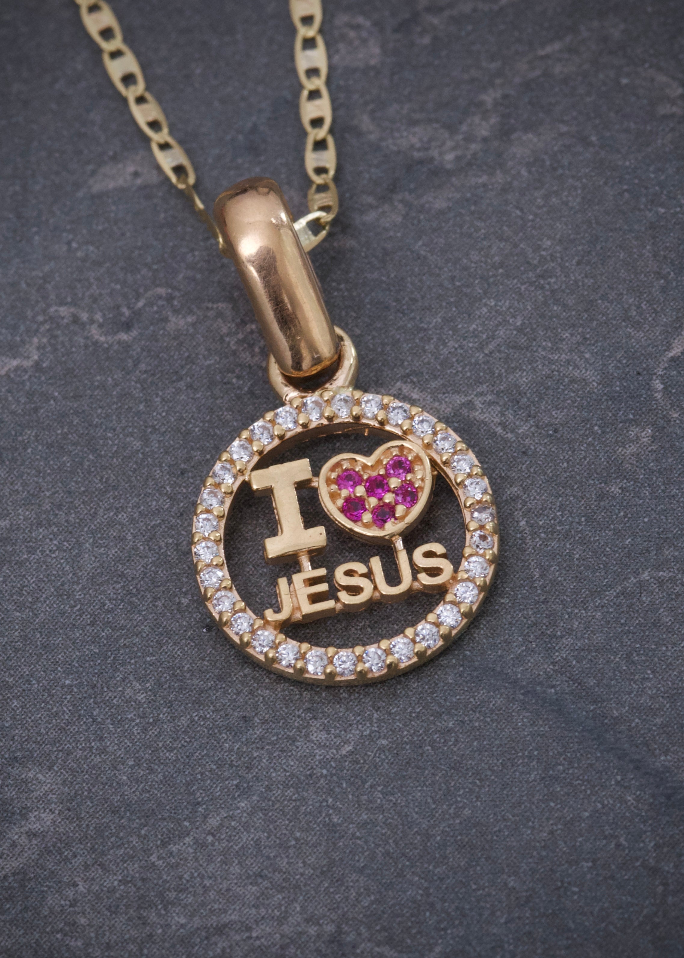Set Cadena Plana Dije Jesus 3.7gr / Largo 50cm / Tres Oros B