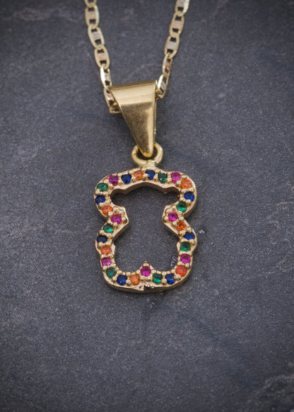 Set Cadena Plana Dije Oso TH 2.85gr / Largo 45cm / Tres Oros B
